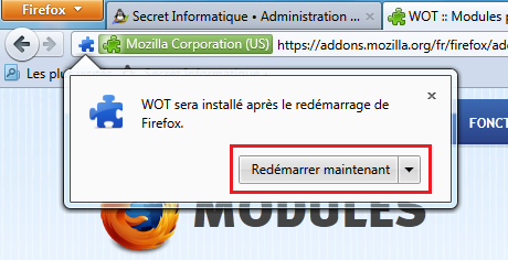Redémarrer maintenant Firefox