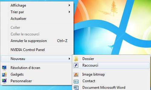 Nouveau raccourci