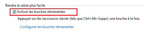 Activer les touches rémanentes