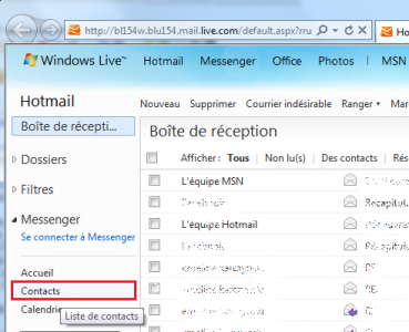 Contacts Hotmail