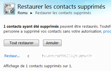 Restaurer des contacts